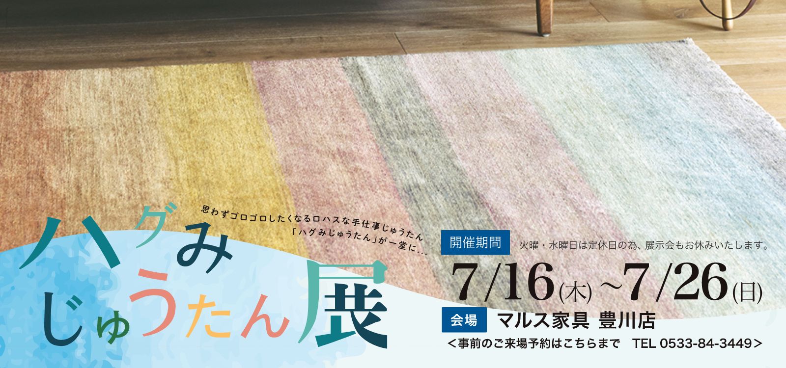 豊川店ハグみじゅうたん展7月26日まで
